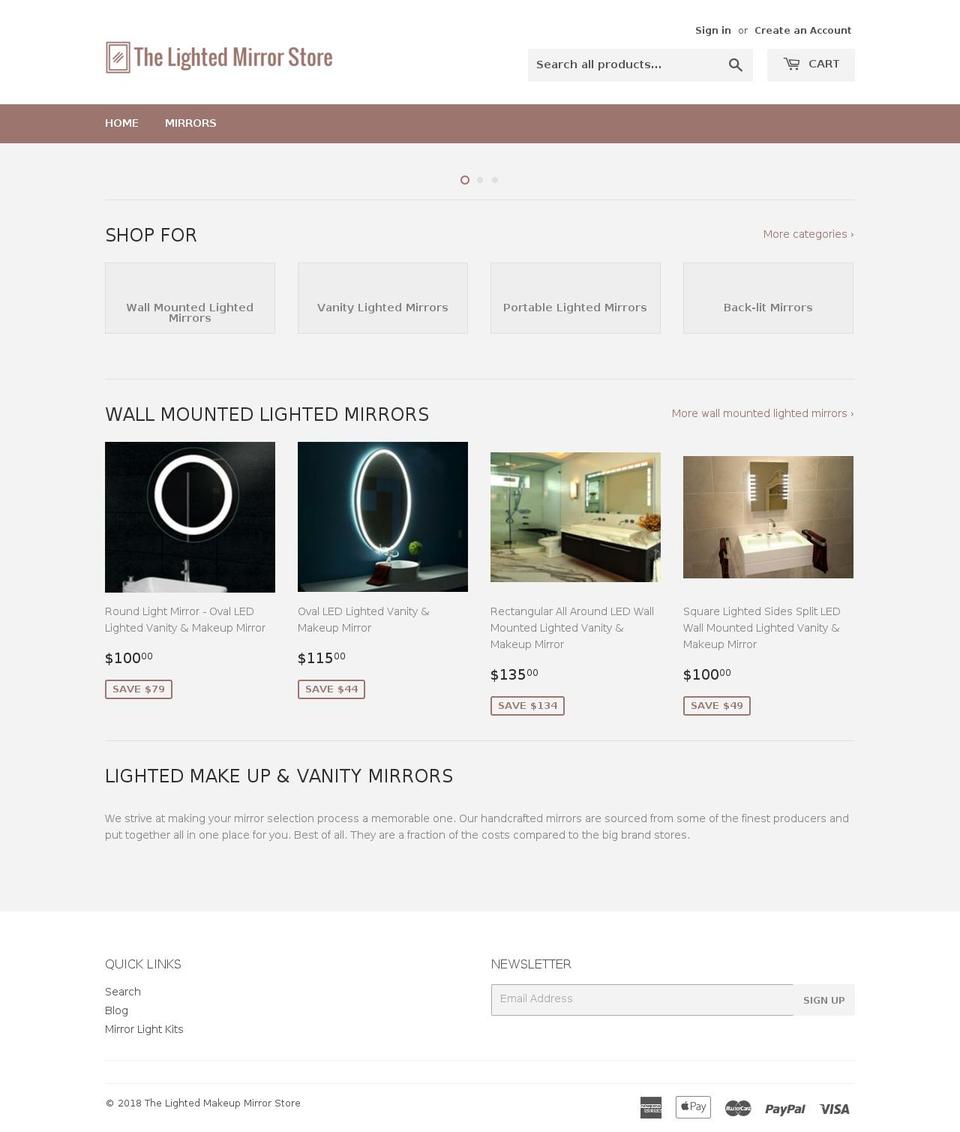 lightedmakeupmirrorstore.com — Shopify storefront screenshot