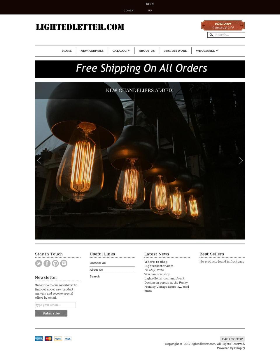 lightedwordsandletters.com shopify website screenshot