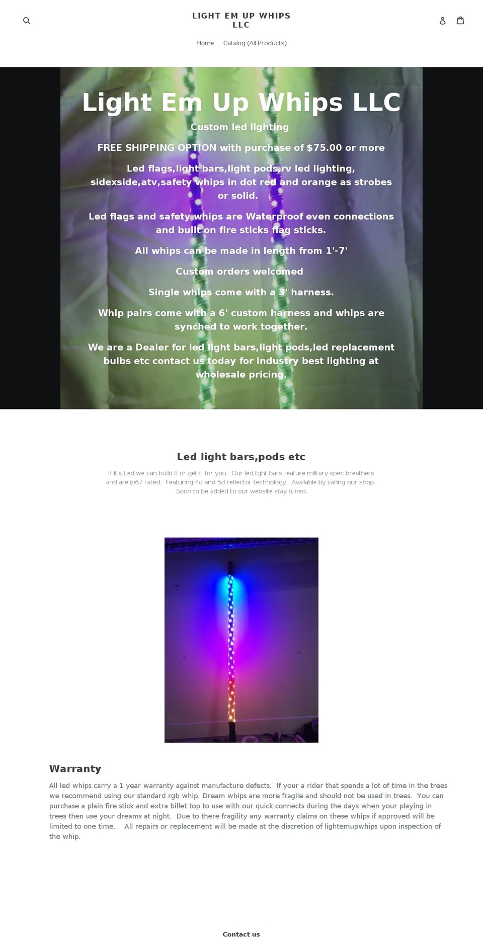 lightemupwhips.com shopify website screenshot