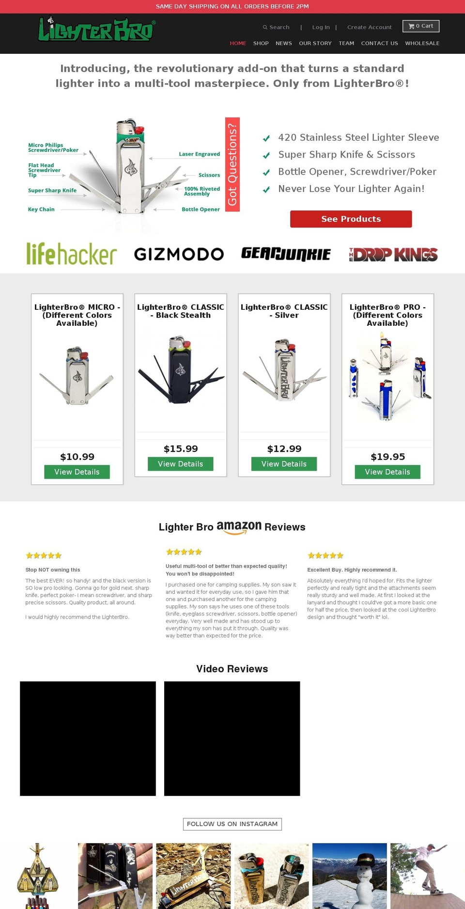 lighterbro.com shopify website screenshot