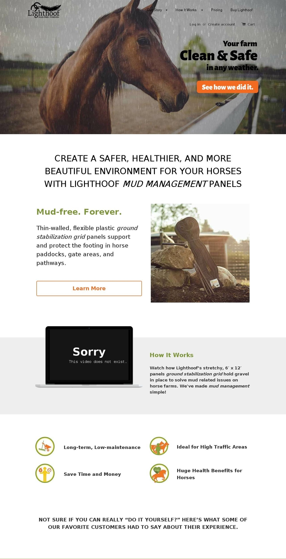 Lighthoof Custom Shopify theme site example lightfootequinesurfaces.com