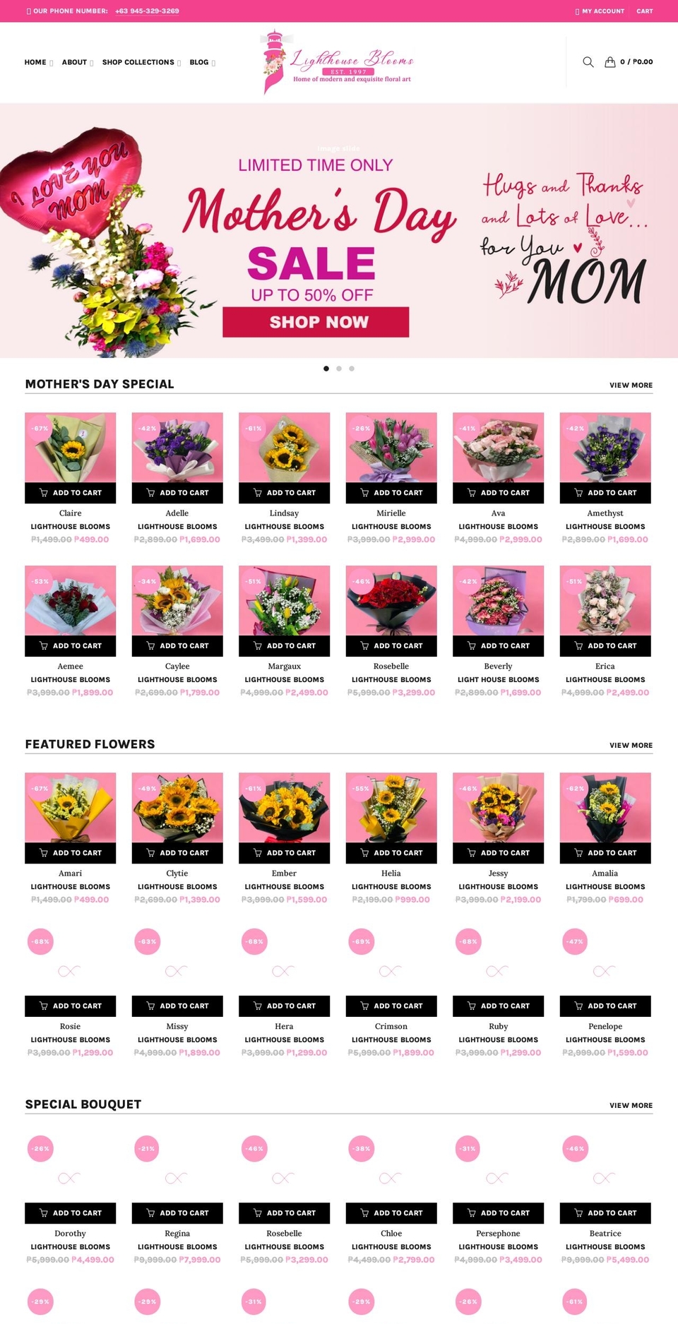 lighthousebloomsph.com shopify website screenshot