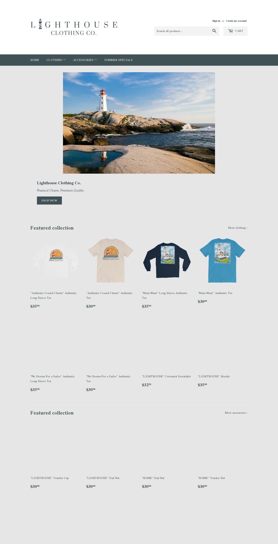lighthouseclothingco.com — Shopify storefront screenshot