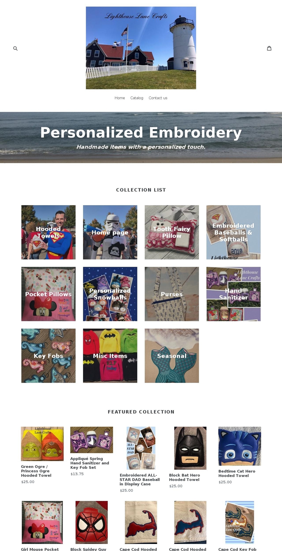 lighthouselanecrafts.com shopify website screenshot