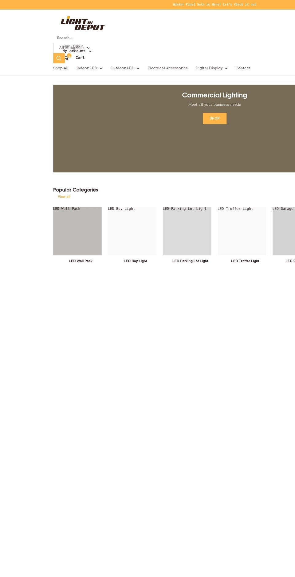 lightindepot.com shopify website screenshot