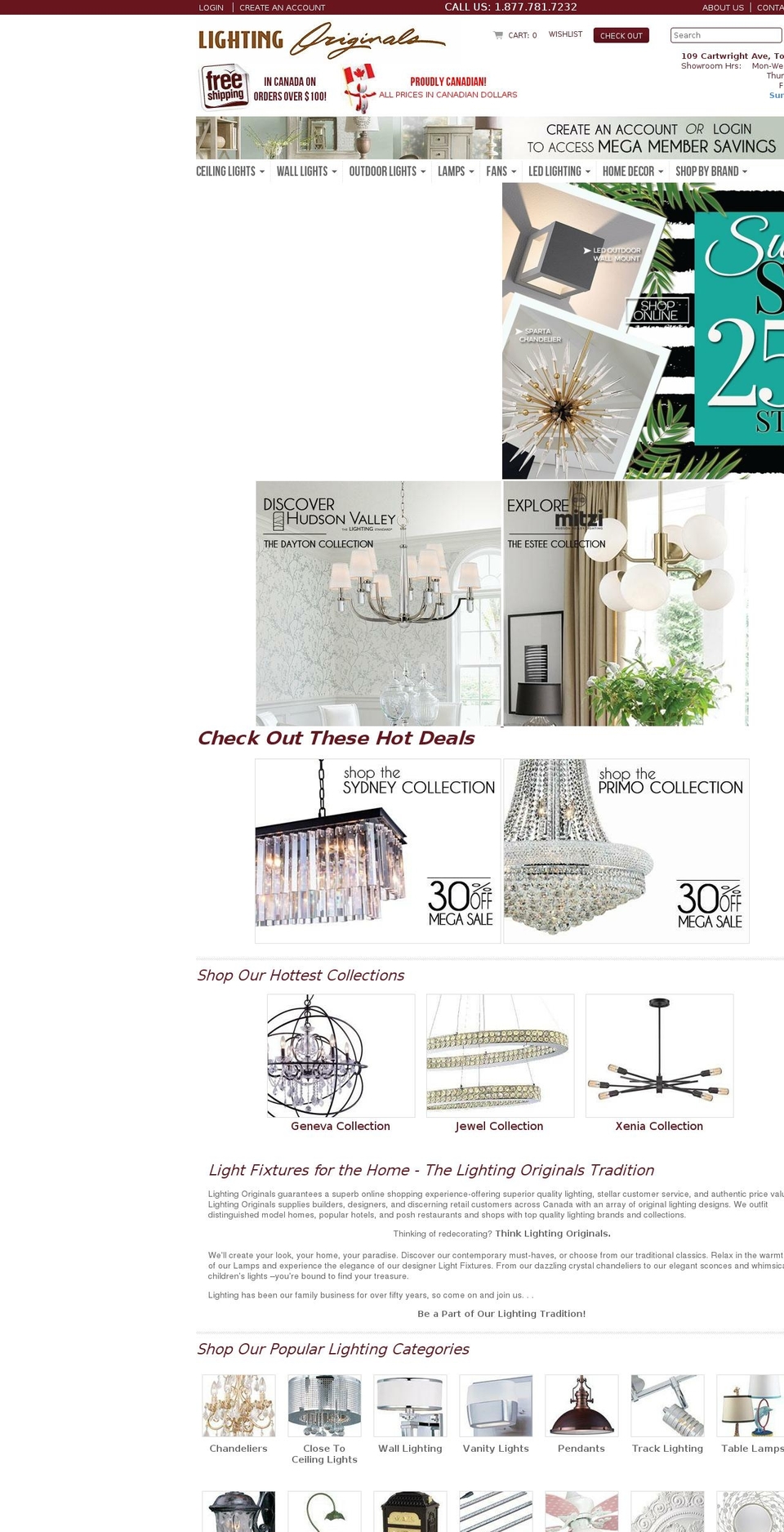 lightingoriginals.com — Shopify storefront screenshot