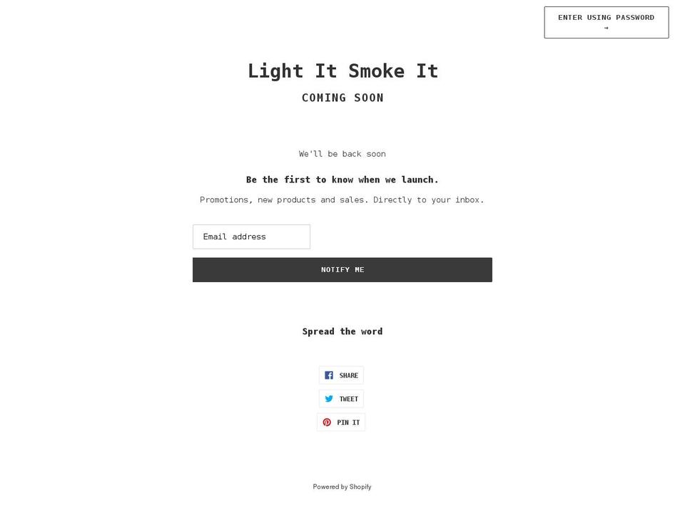 lightitsmokeit.com shopify website screenshot