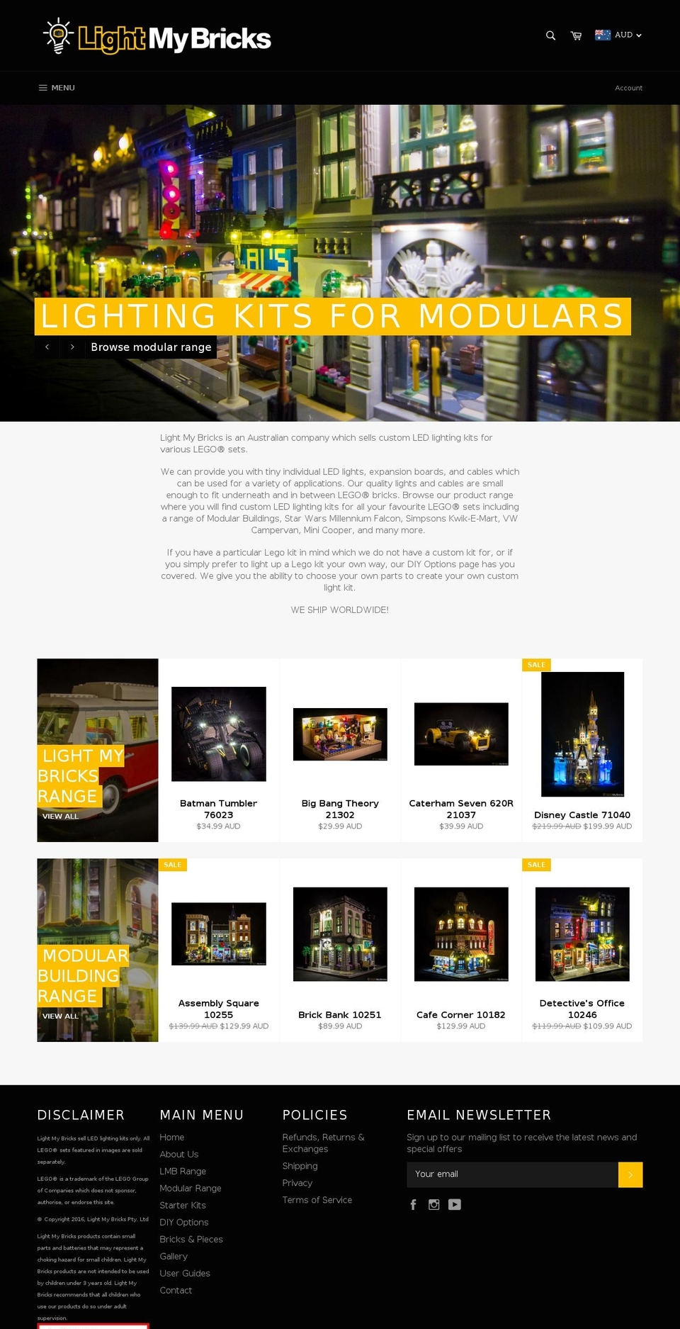 lightmybricks.com.au shopify website screenshot