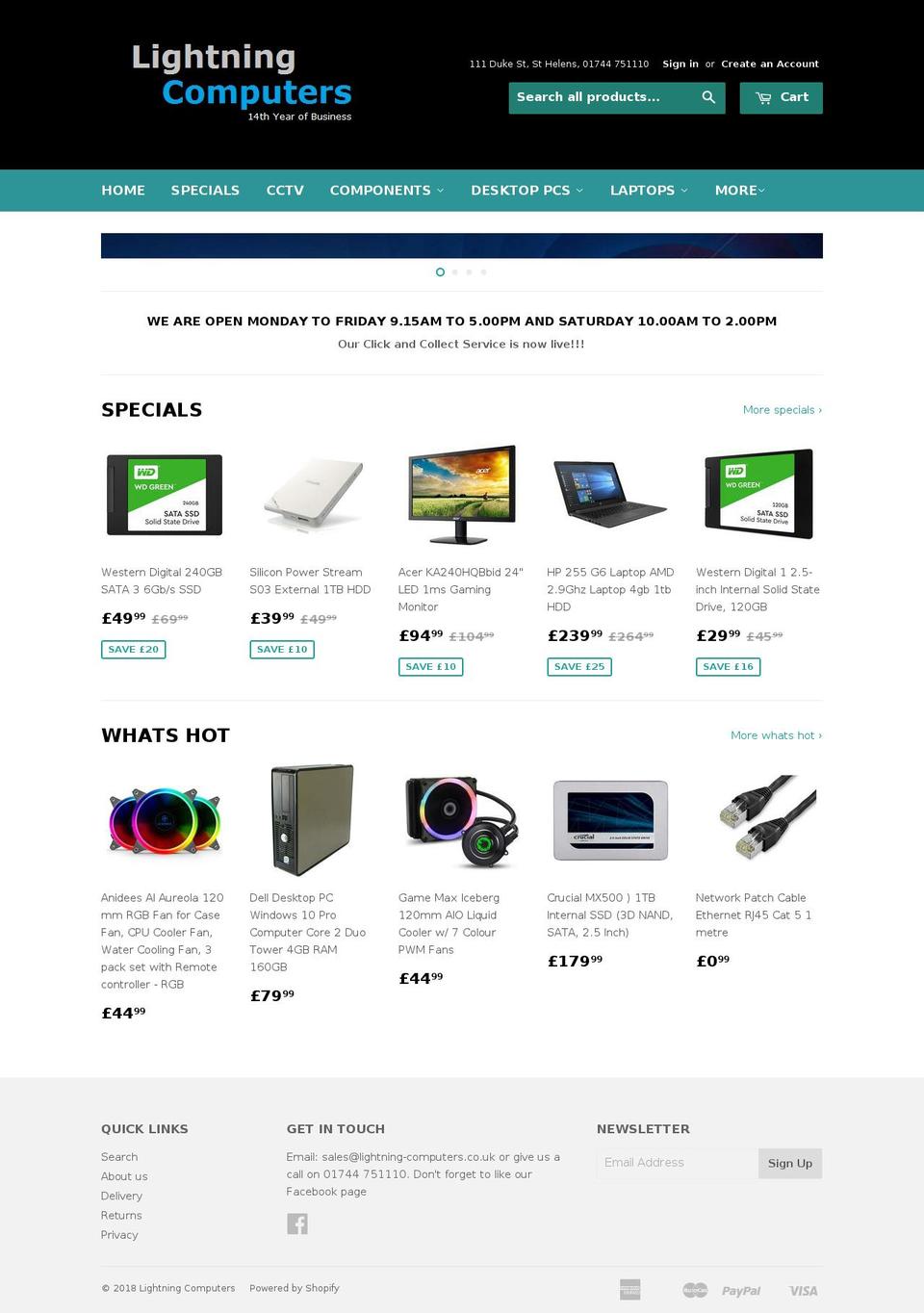 lightning-computers.co.uk shopify website screenshot