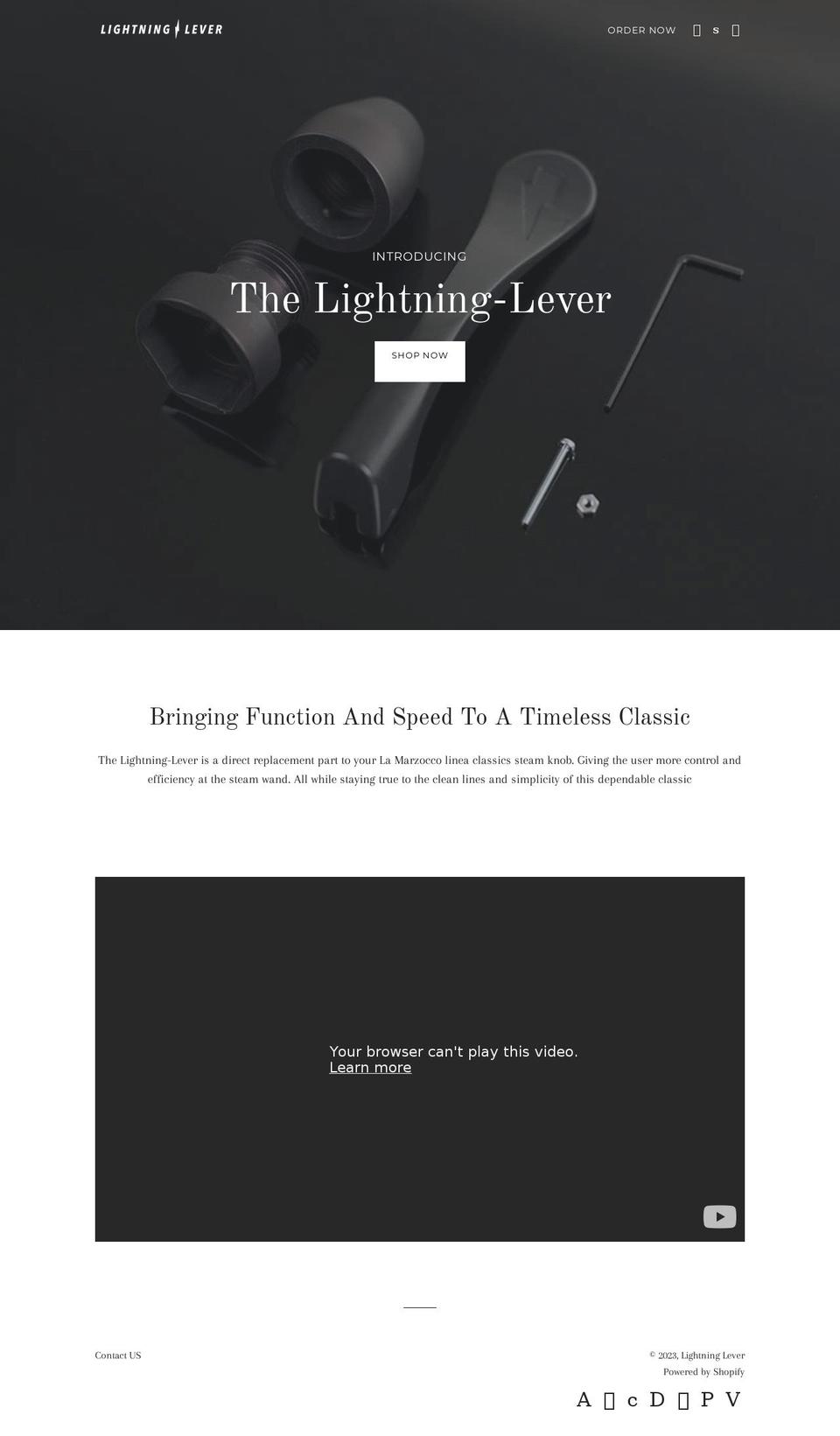 lightning-lever.com shopify website screenshot