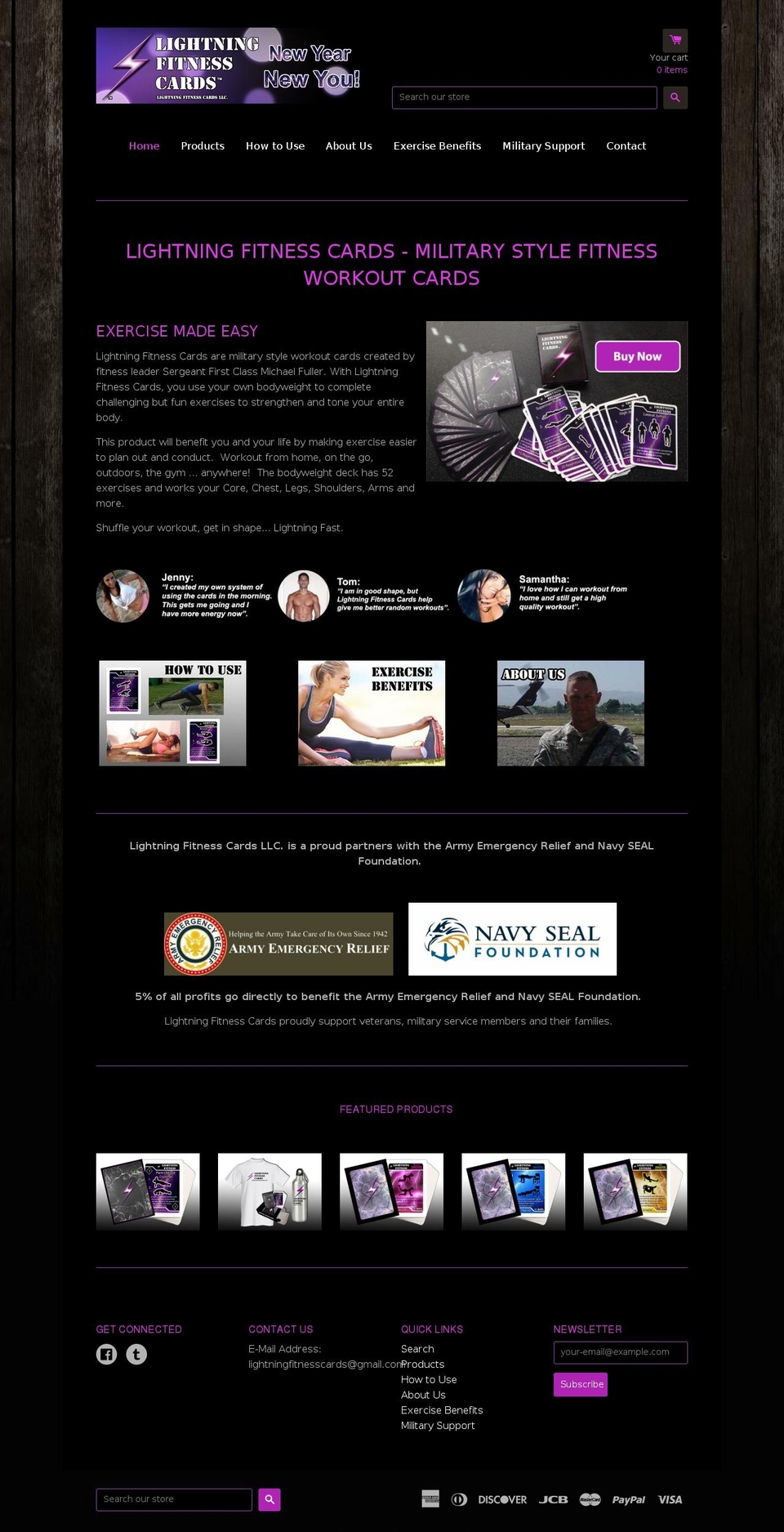 lightningfitnesscards.com shopify website screenshot