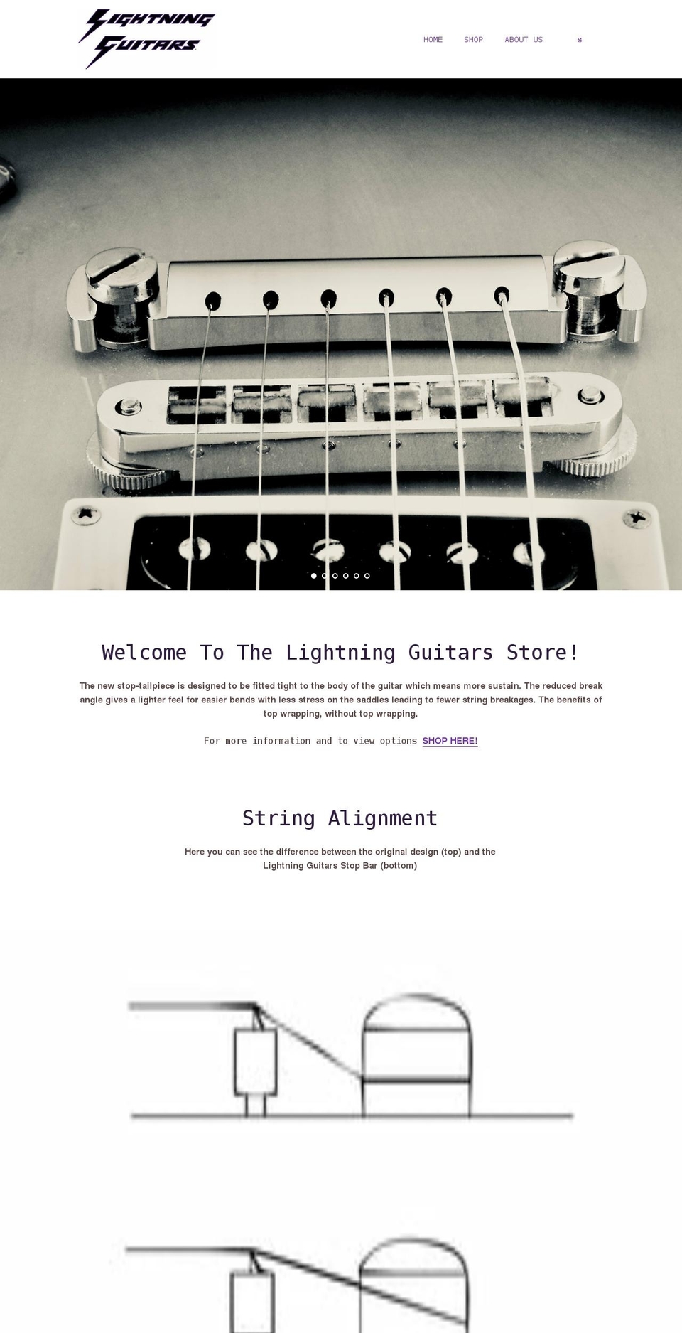 lightningguitars.com shopify website screenshot
