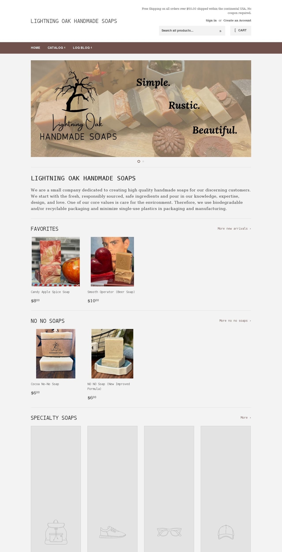 lightningoaksoaps.com shopify website screenshot