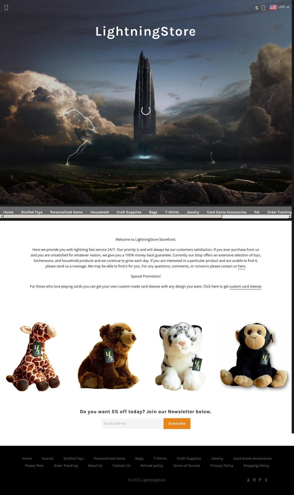lightningstoreonline.com shopify website screenshot