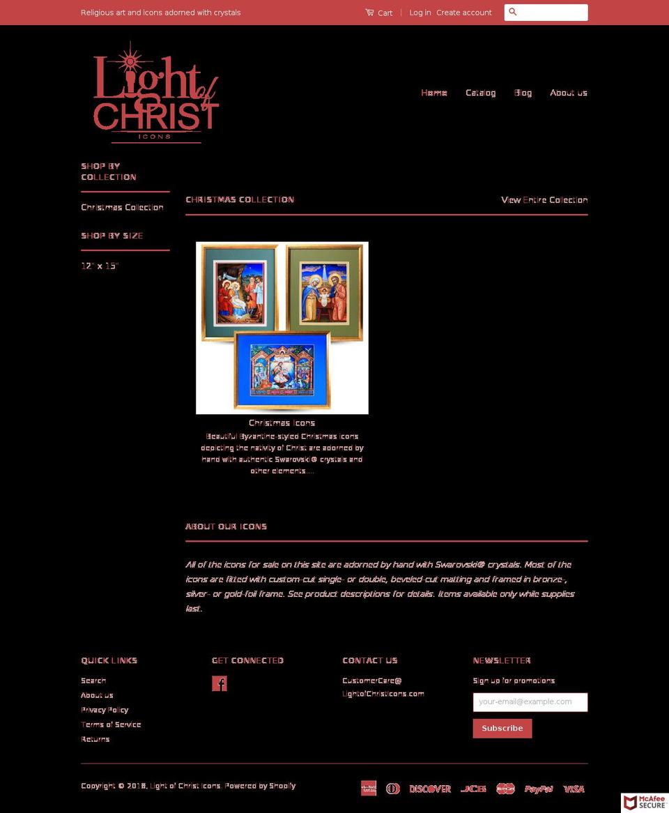 lightofchristicons.com shopify website screenshot