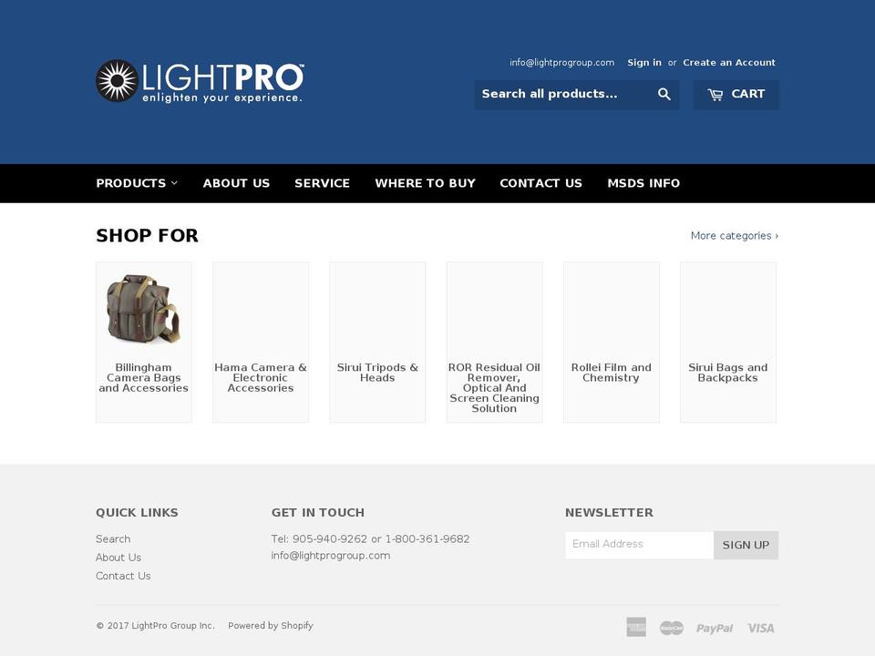 lightprogroup.com shopify website screenshot