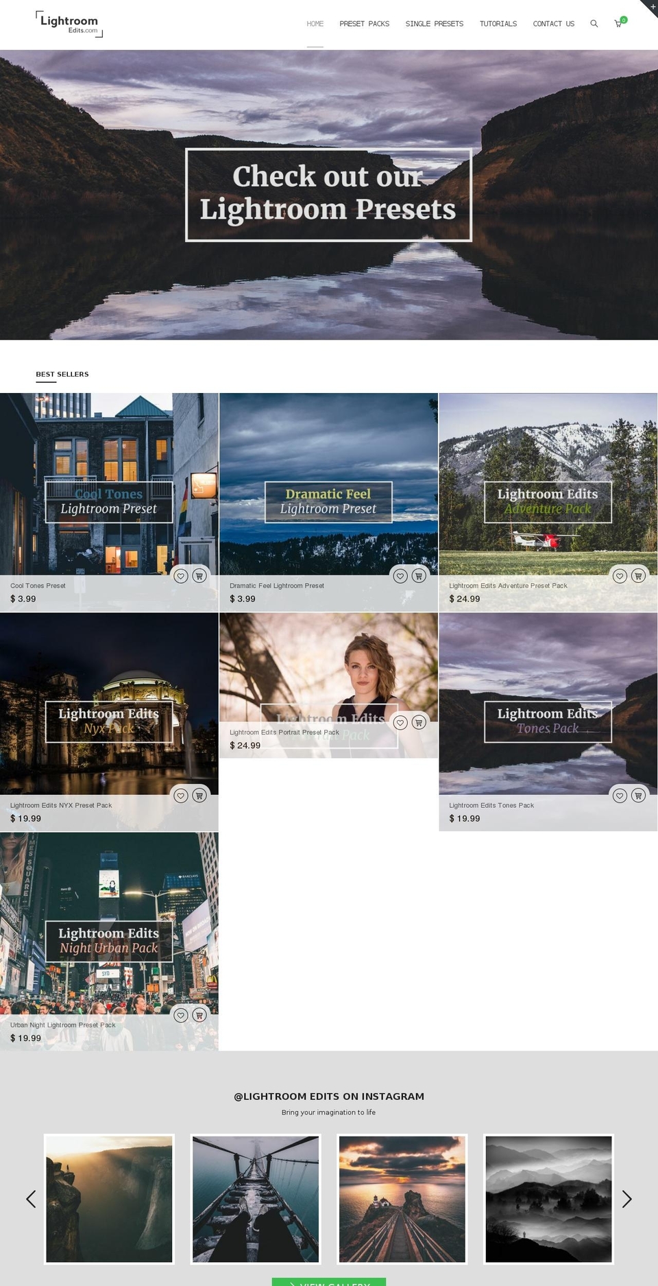 lightroomedits.com shopify website screenshot