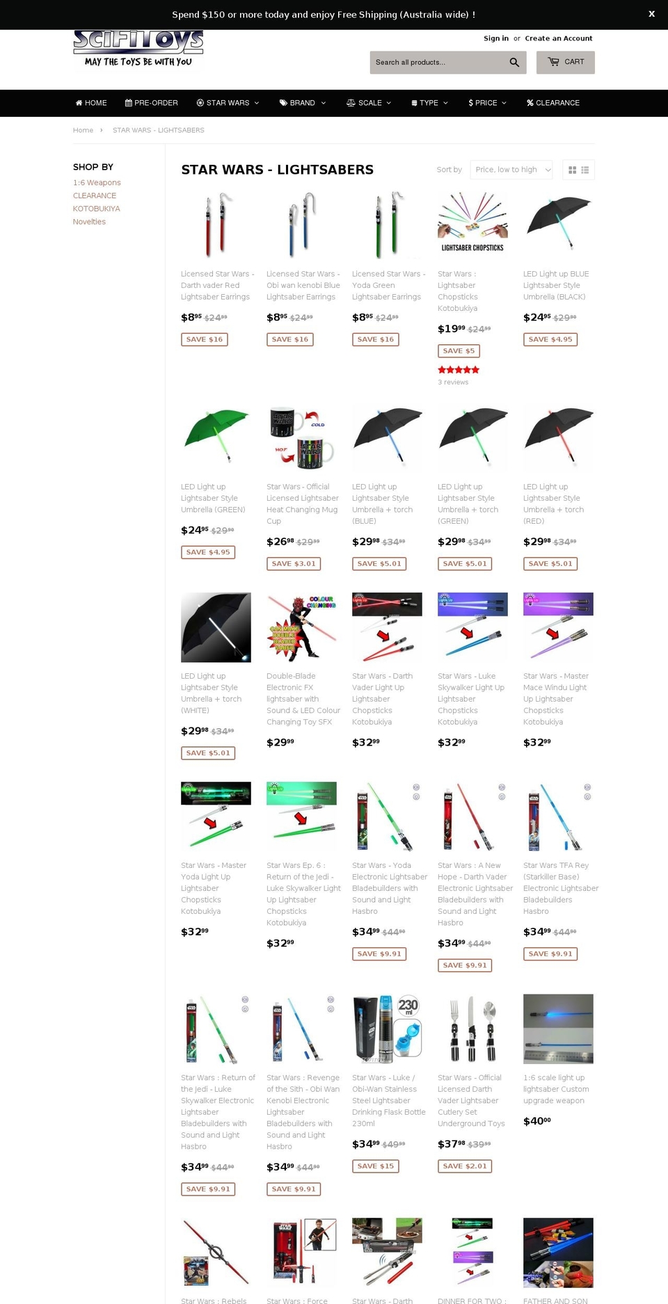 Scifitoys 1ST (supply) Theme changed liquid 4 BOLD Shopify theme site example lightsabers.com.au