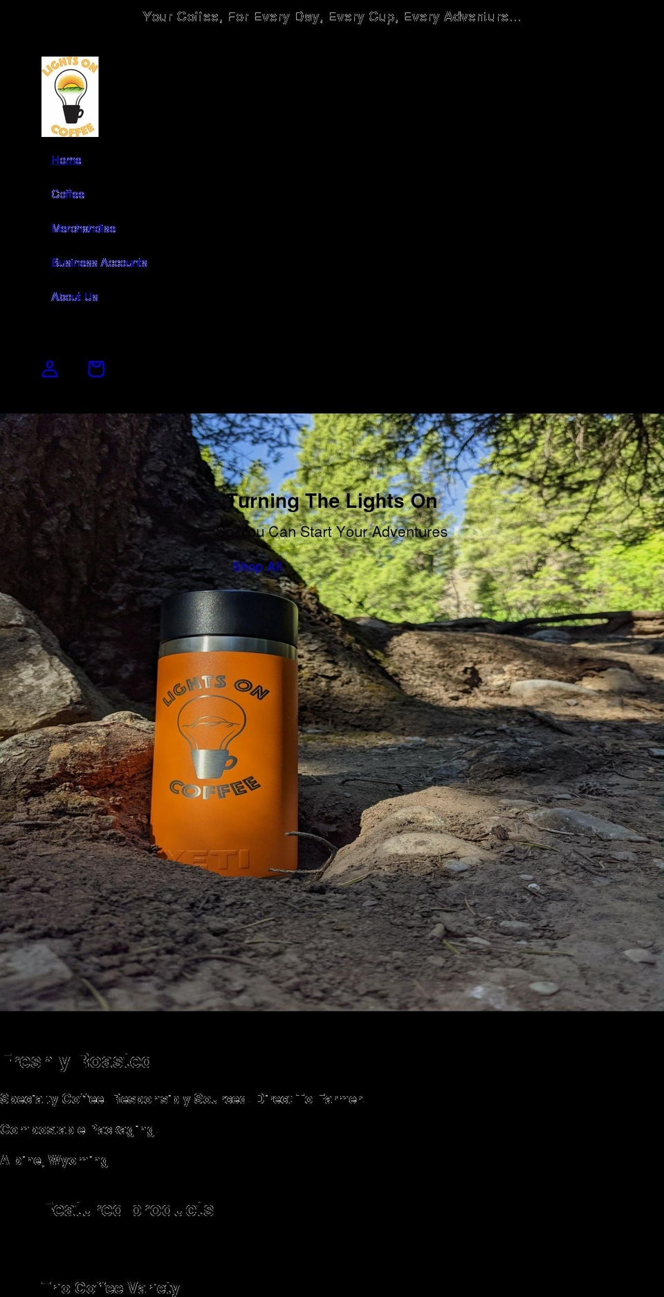 lightsoncoffee.com shopify website screenshot