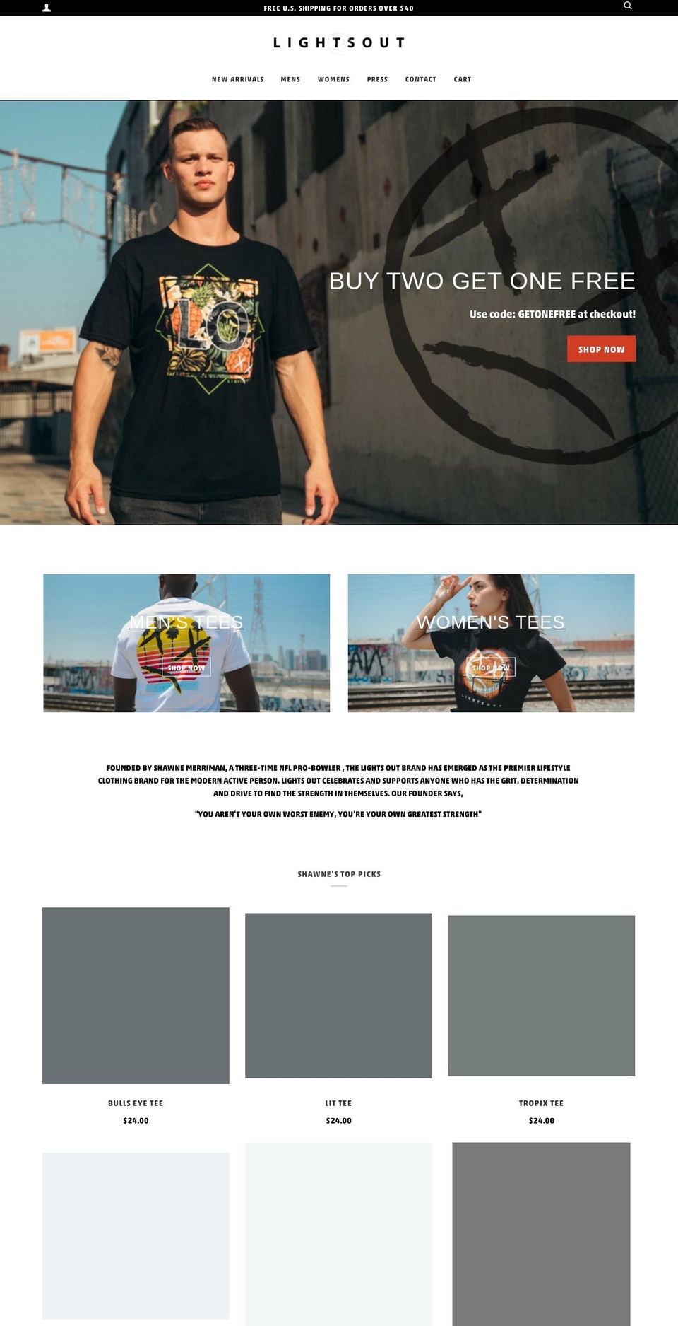 lightsout.clothing shopify website screenshot