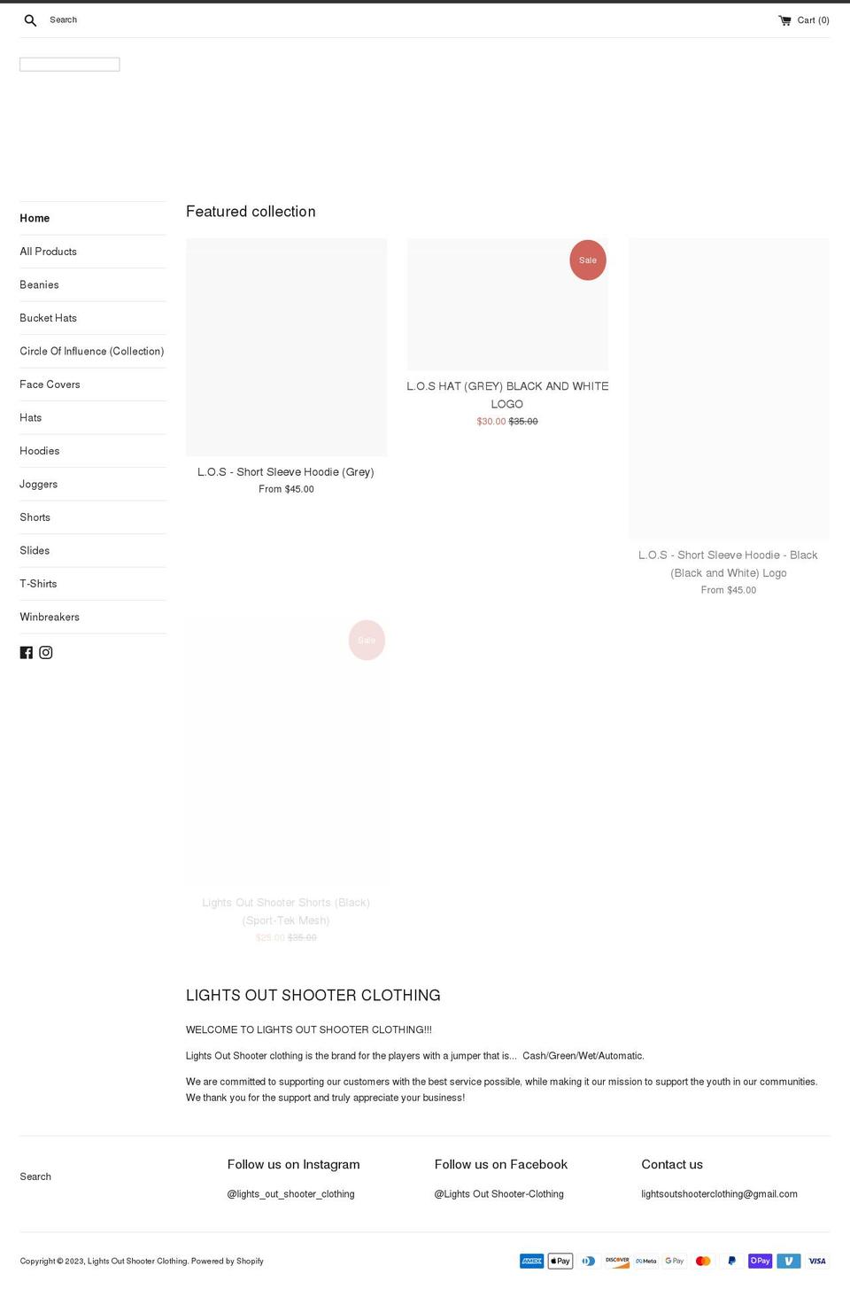 lightsoutshooterclothing.com shopify website screenshot