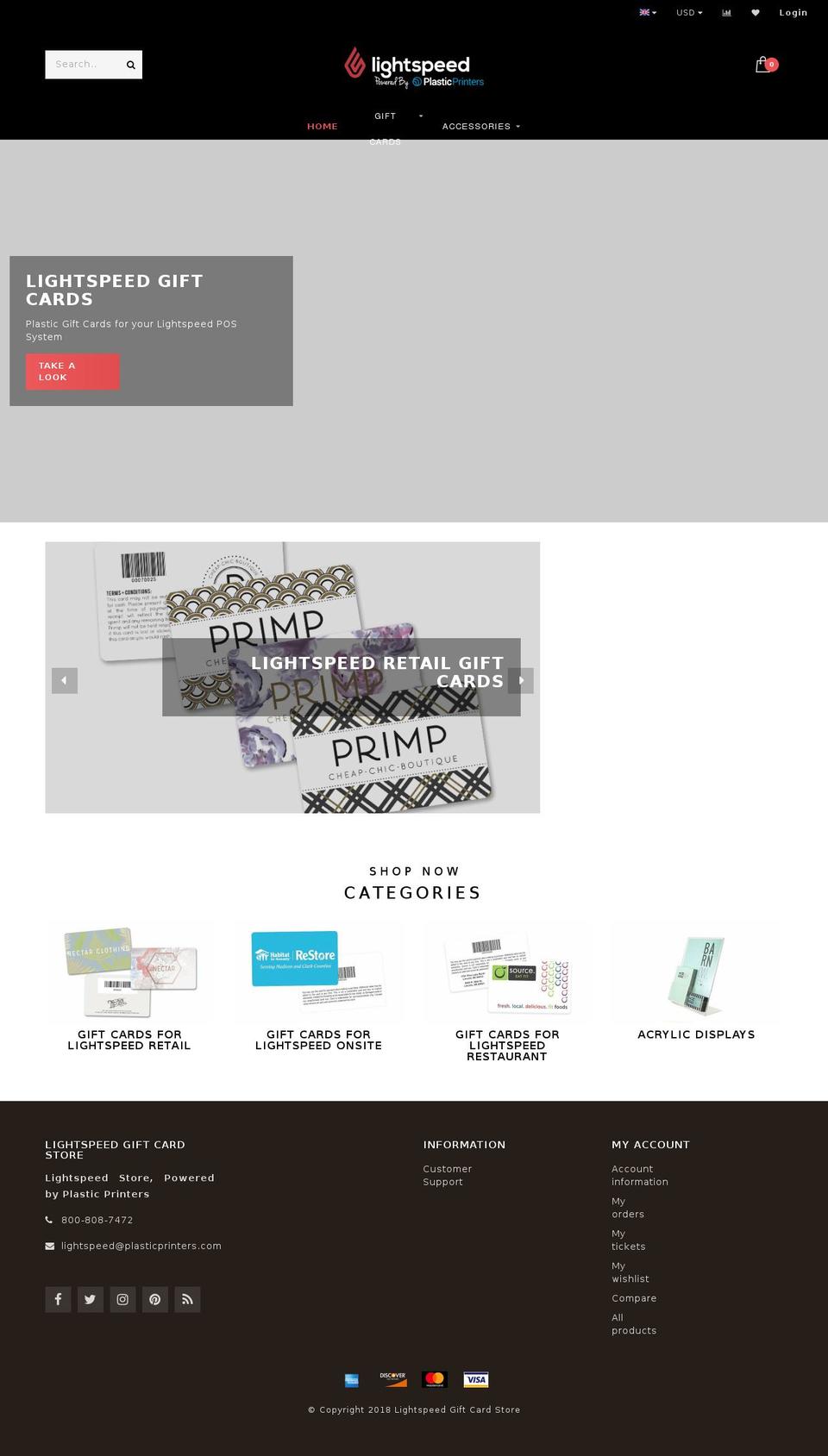 lightspeedgiftcards.com — Shopify storefront screenshot