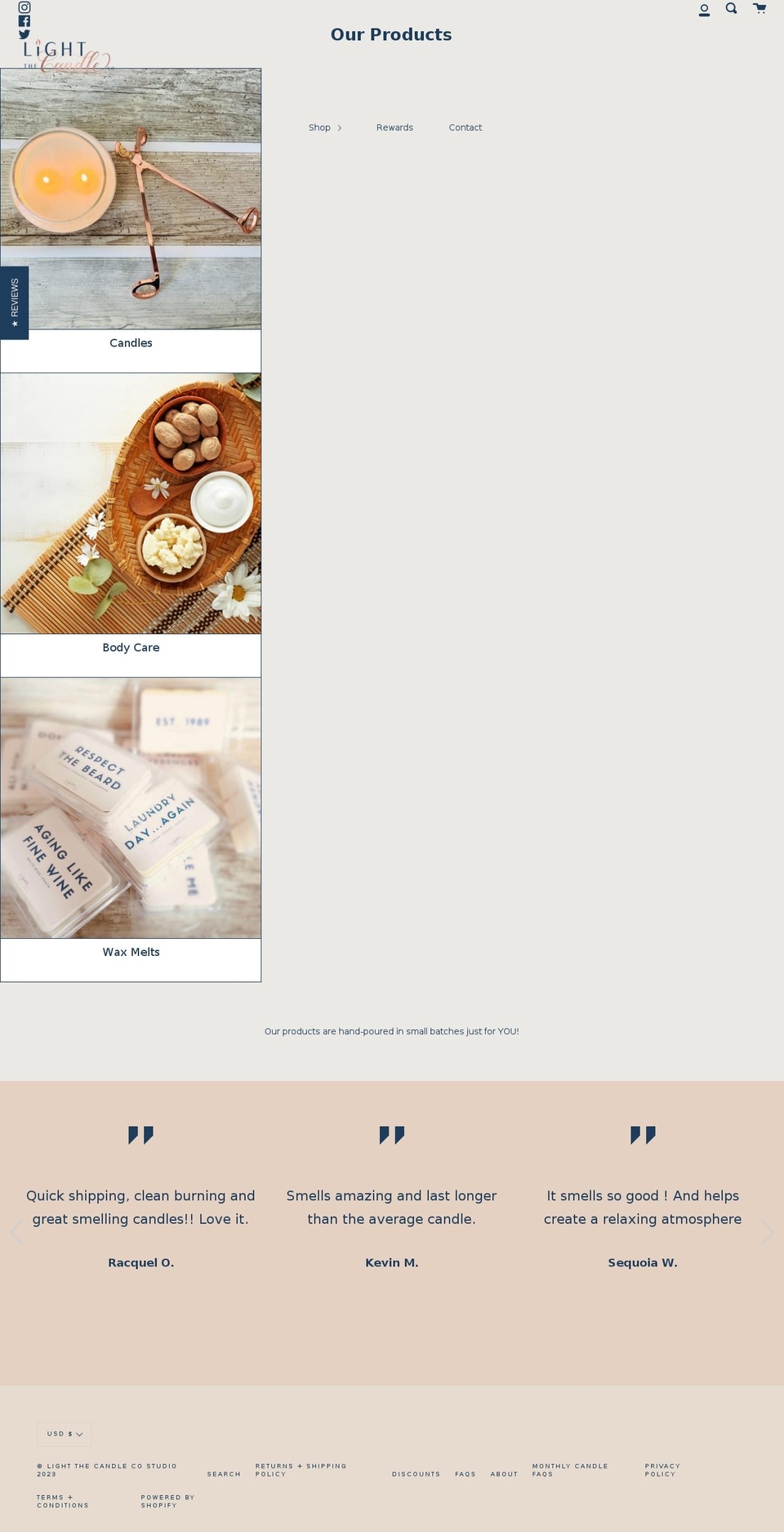 lightthecandleco.com shopify website screenshot
