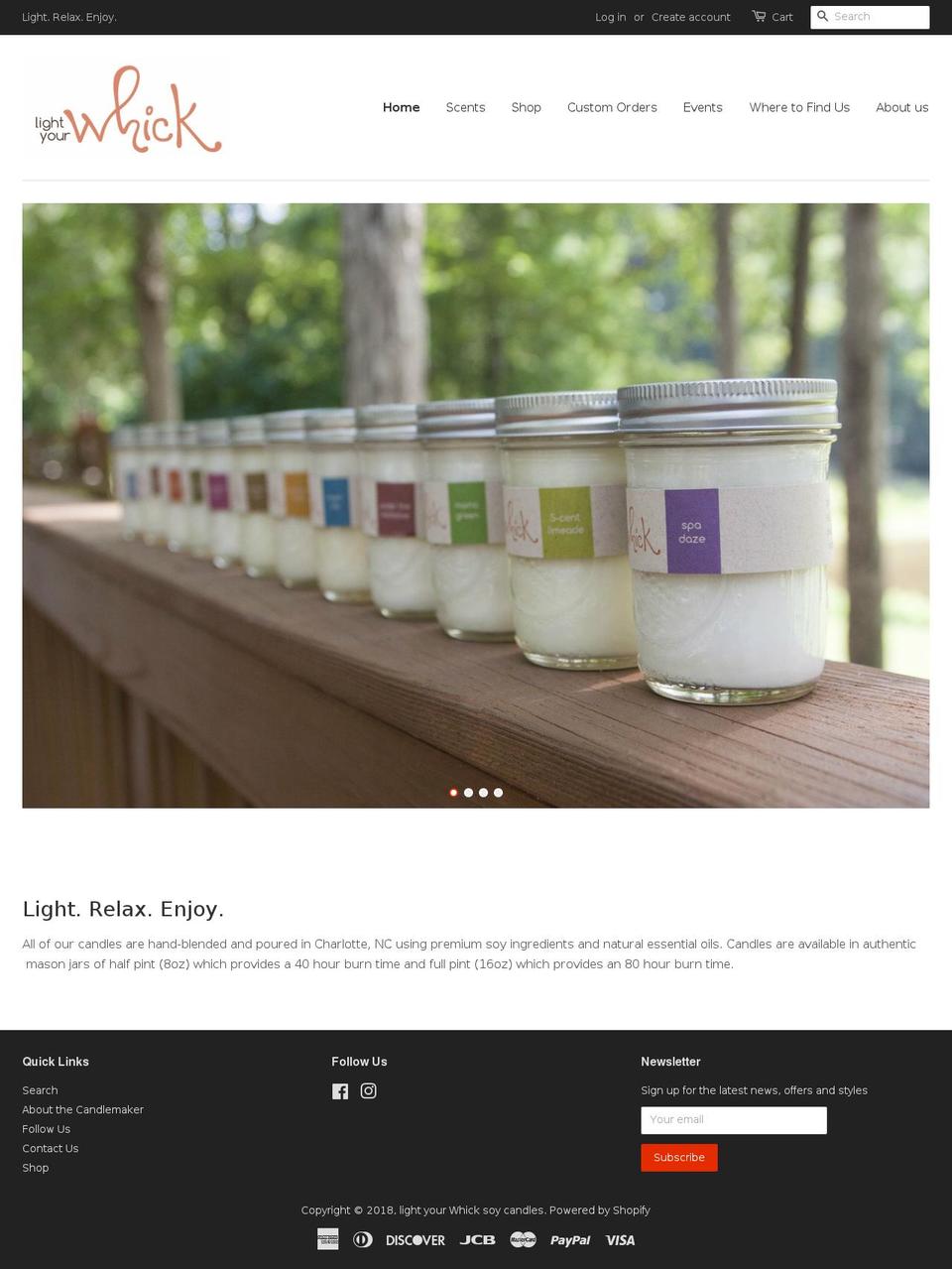 lightyourwhickcandles.com shopify website screenshot