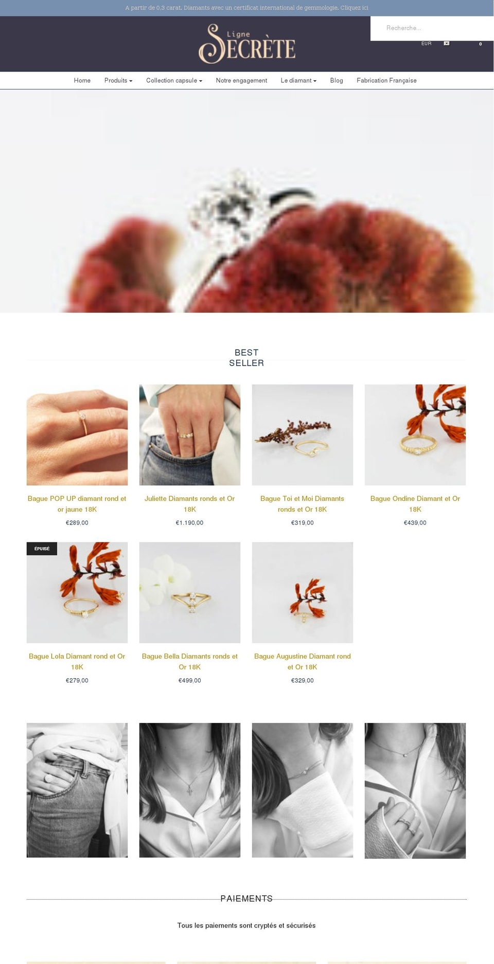 lignesecrete.com shopify website screenshot