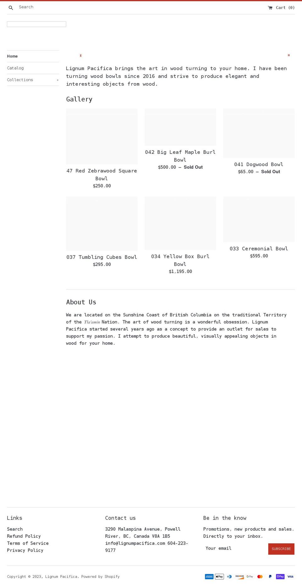 lignumpacifica.com shopify website screenshot