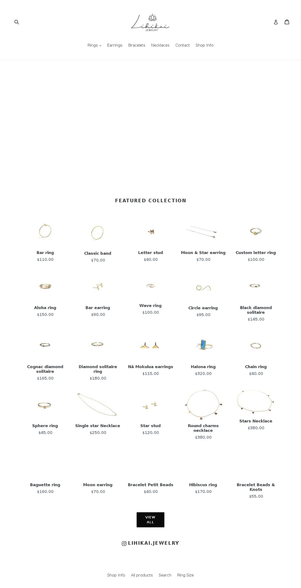 lihikaijewelry.com — Shopify storefront screenshot