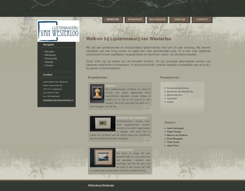 lijstenmakerijvanwesterloo.nl shopify website screenshot