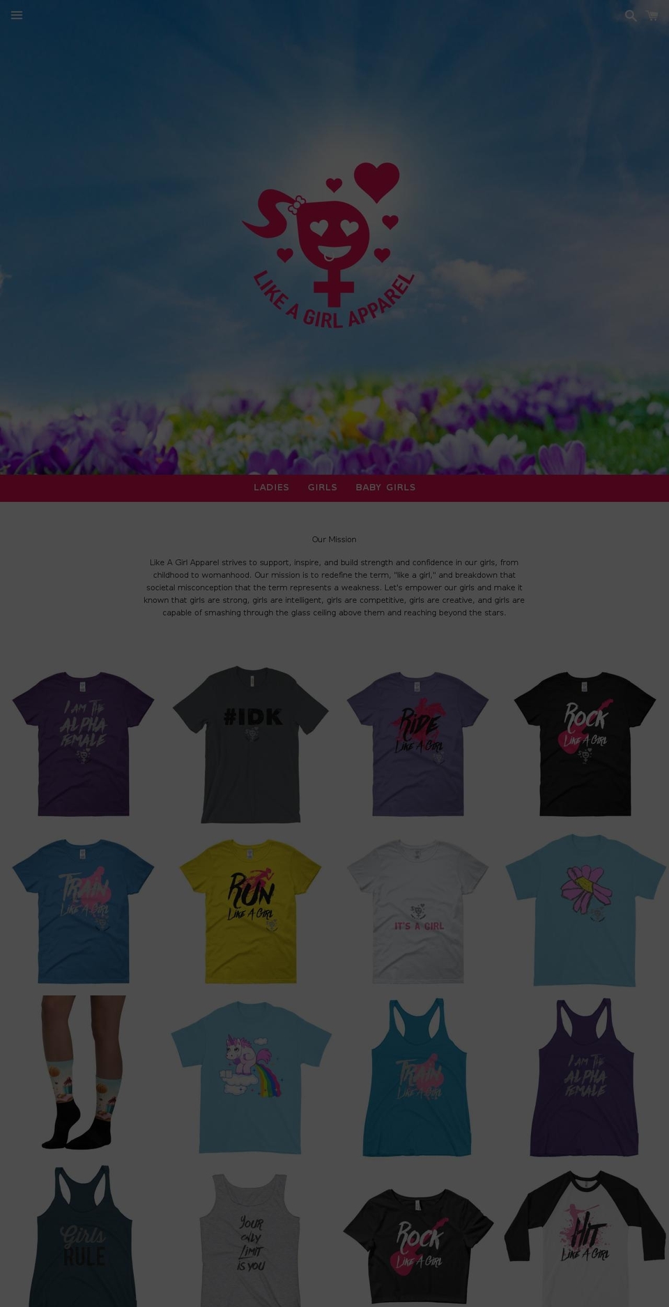 likeagirlapparel.com shopify website screenshot