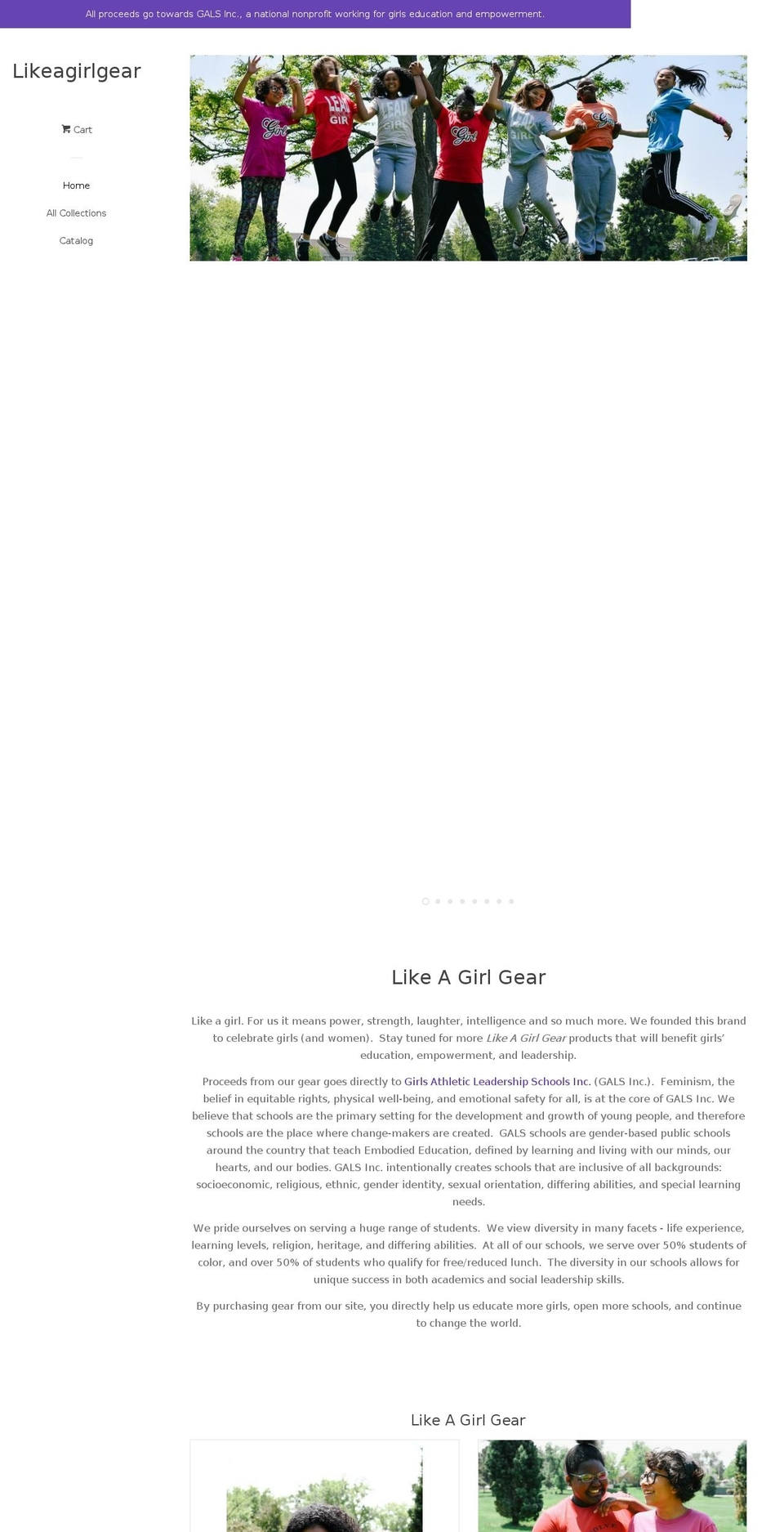 likeagirlgear.com — Shopify storefront screenshot