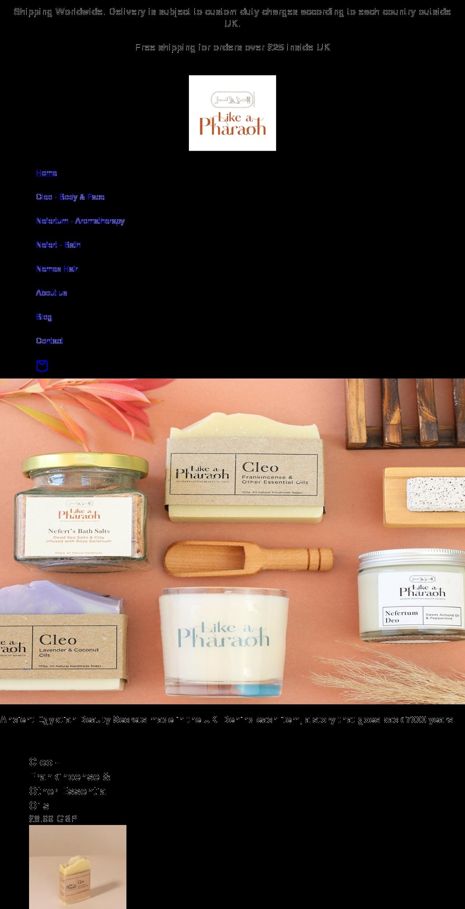 likeapharaoh.com shopify website screenshot