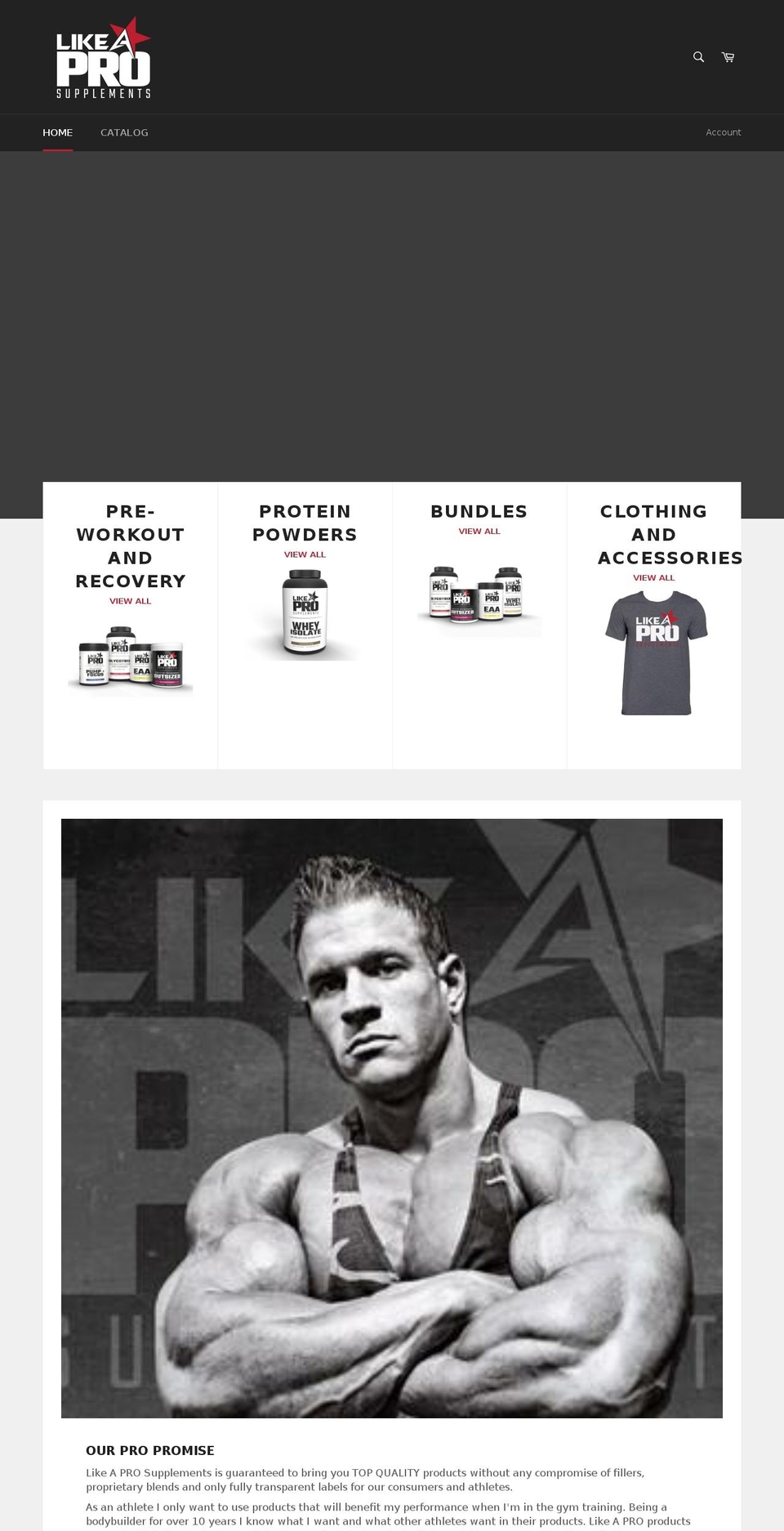 likeaprosupplements.com shopify website screenshot