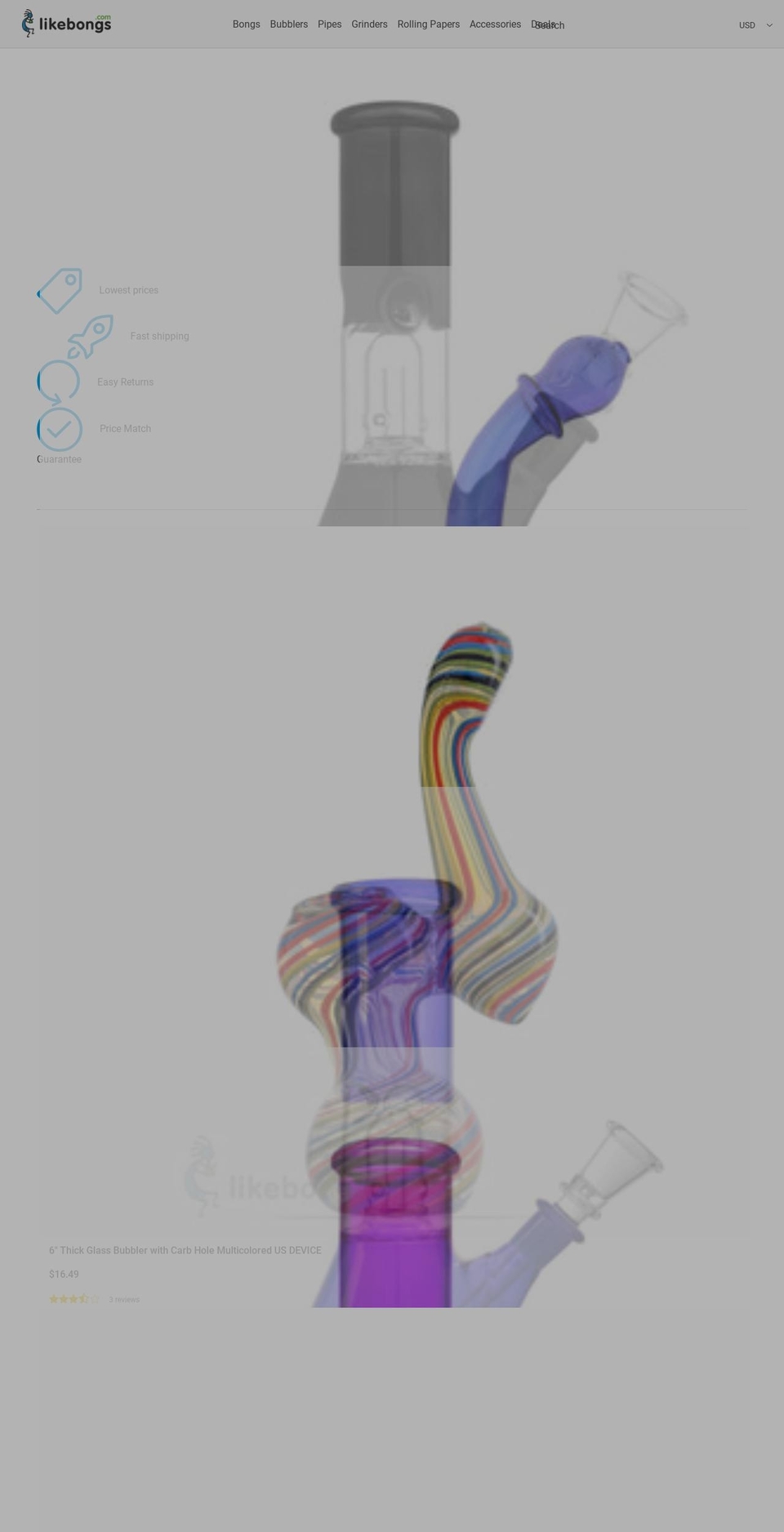 likebongs.com shopify website screenshot