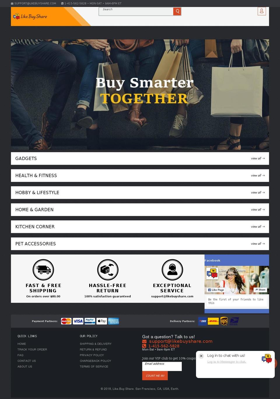 Dark Theme Shopify theme site example likebuyshare.com