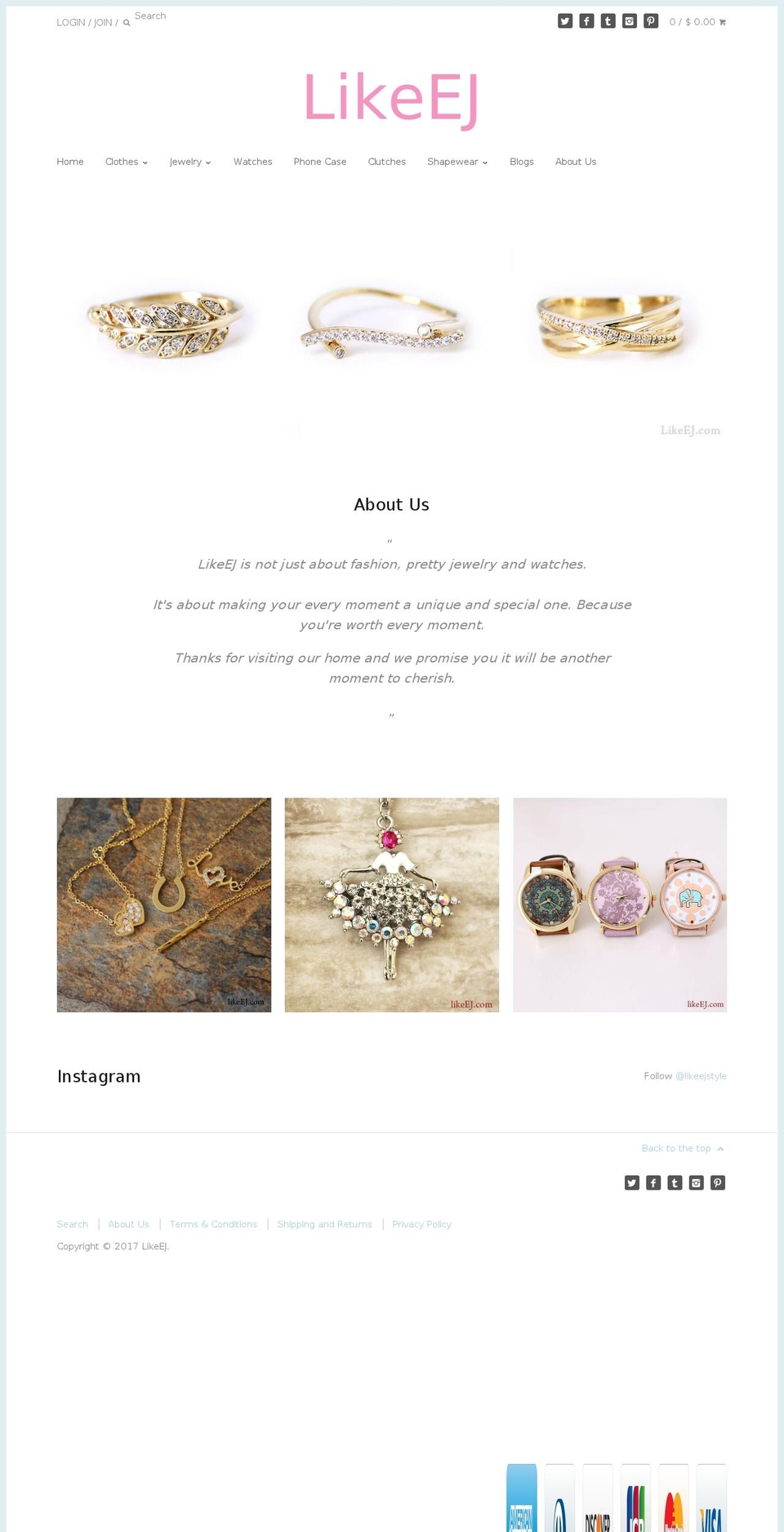 likeej.com shopify website screenshot