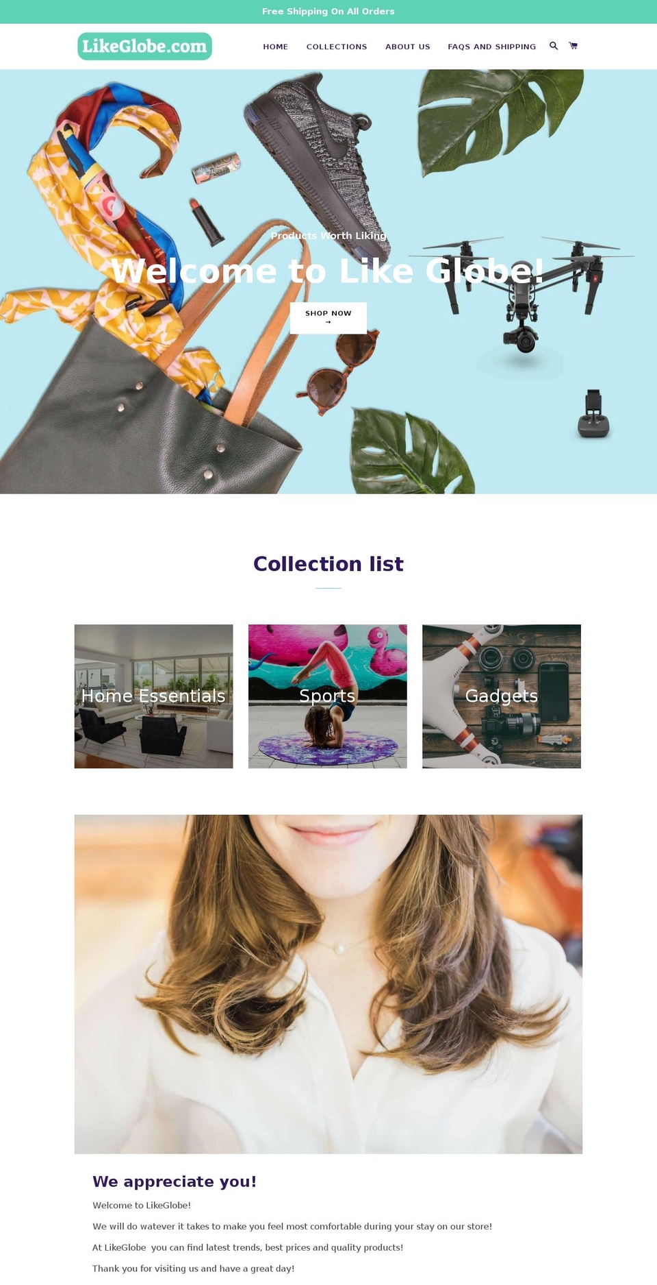 likeglobe.com — Shopify storefront screenshot