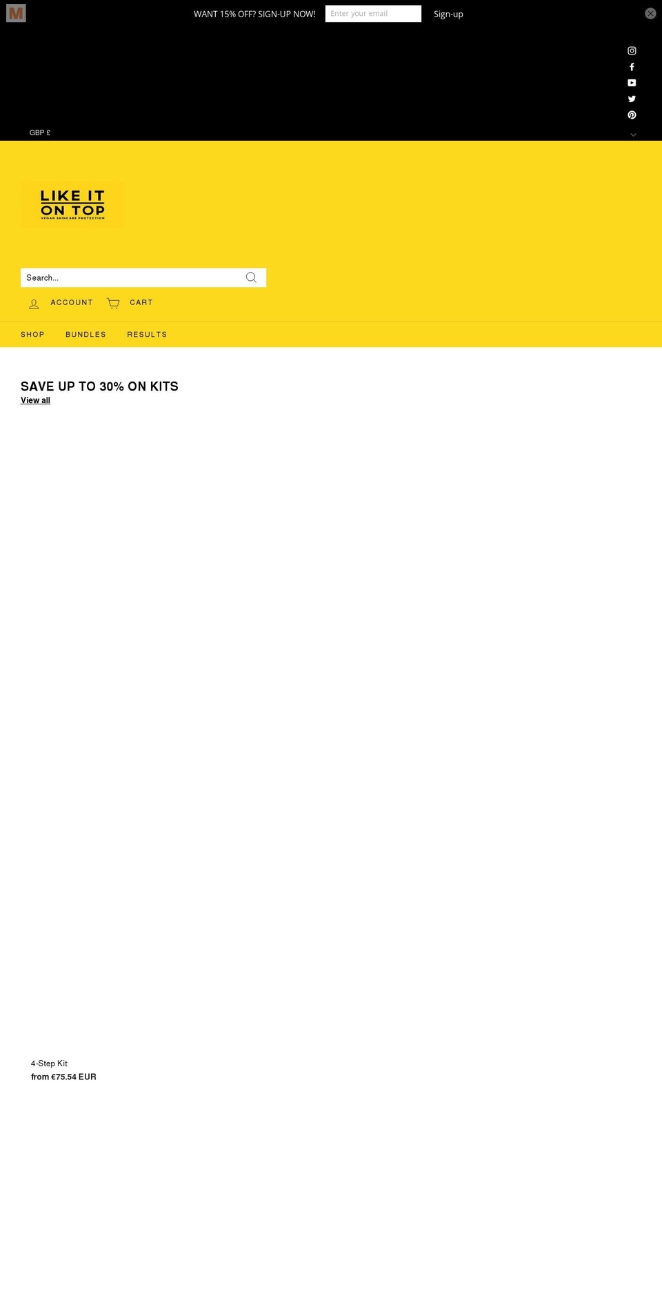 likeitontop.com shopify website screenshot