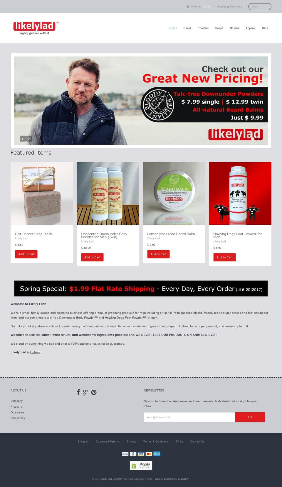 likelylad4men.com shopify website screenshot