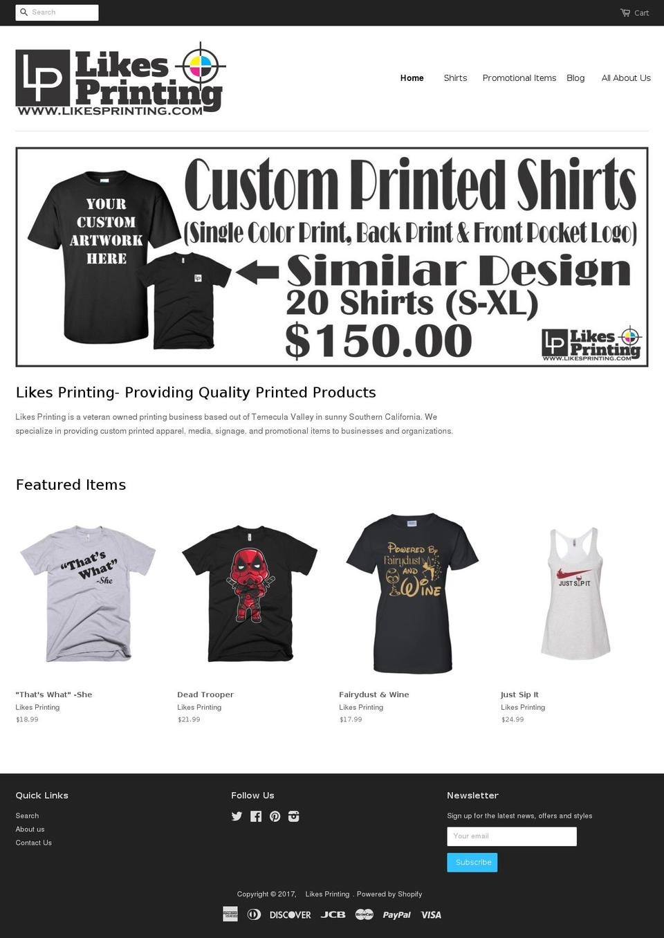 likesprinting.com shopify website screenshot