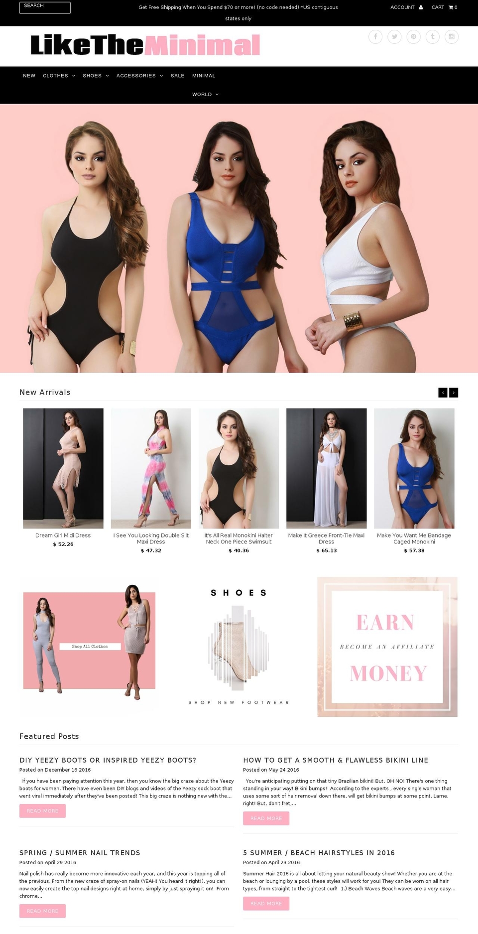 liketheminimal.com shopify website screenshot