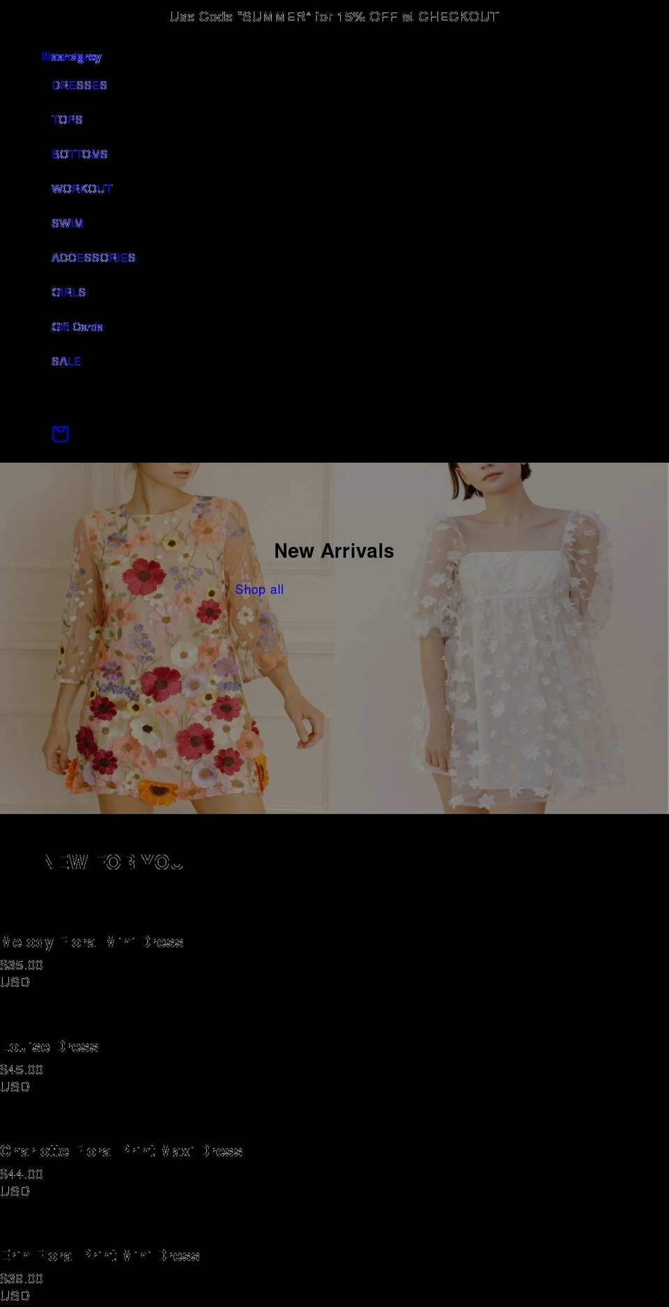 lilaandgrey.com shopify website screenshot