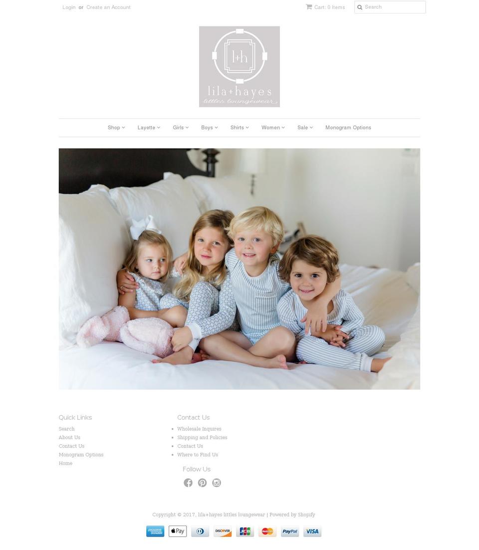 lilaandhayes.com shopify website screenshot