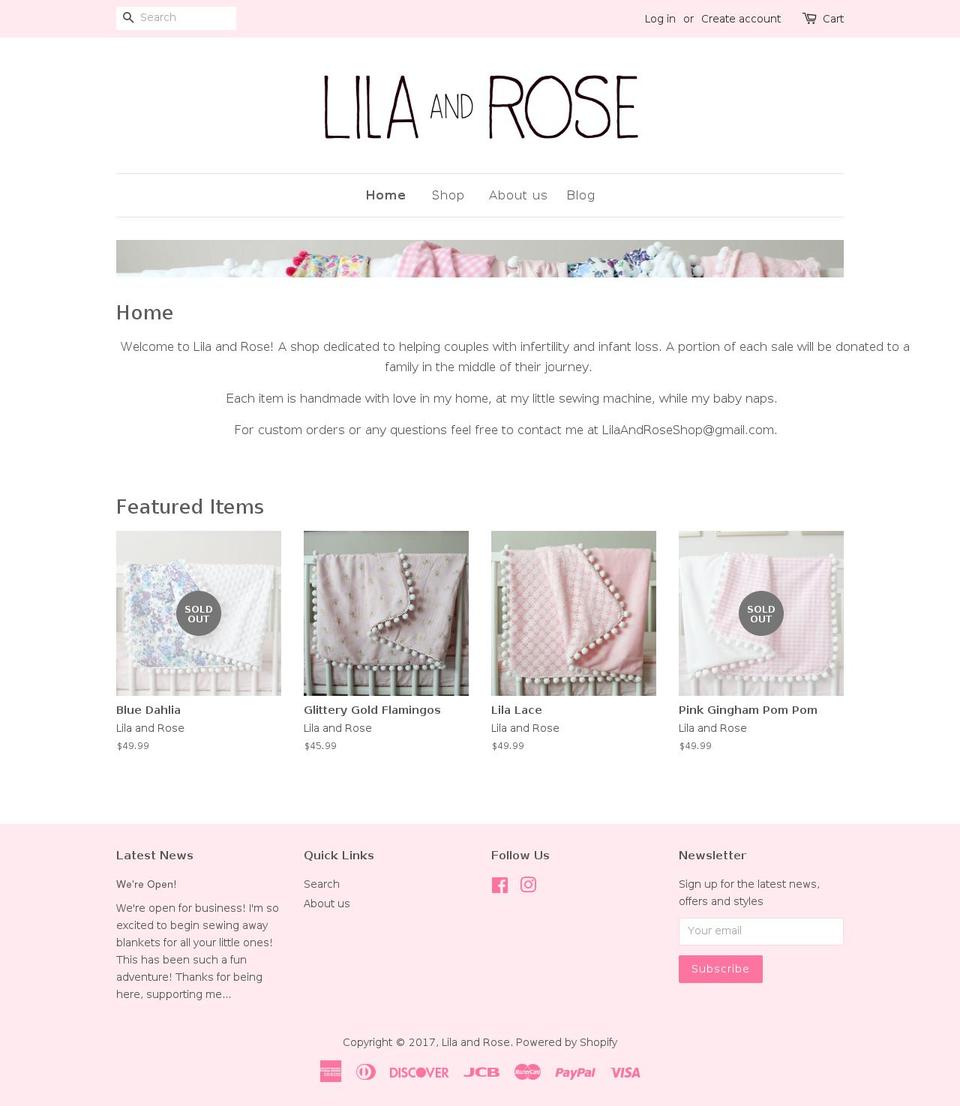 lilaandrose.com shopify website screenshot