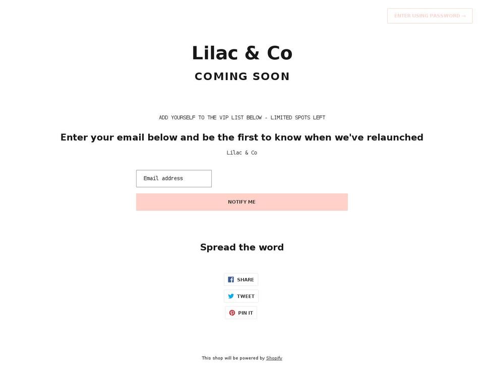 lilacandco.com shopify website screenshot