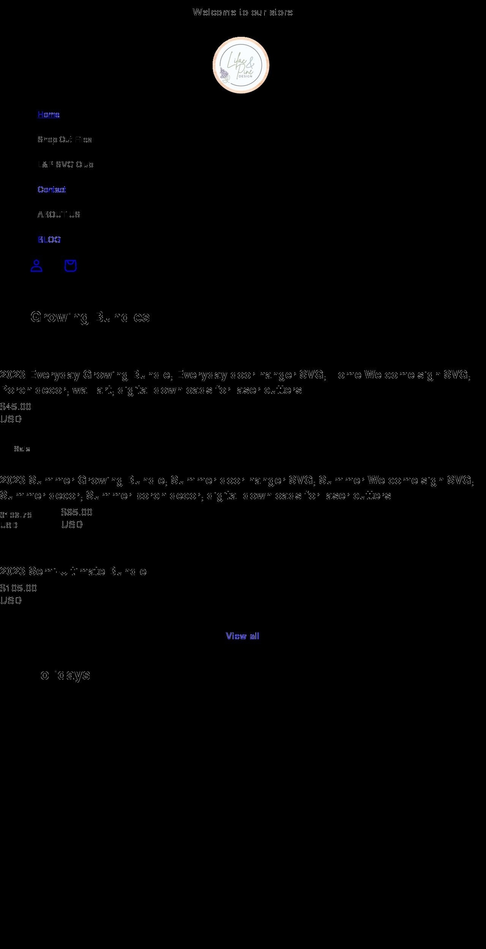 lilacandpinedesign.com shopify website screenshot