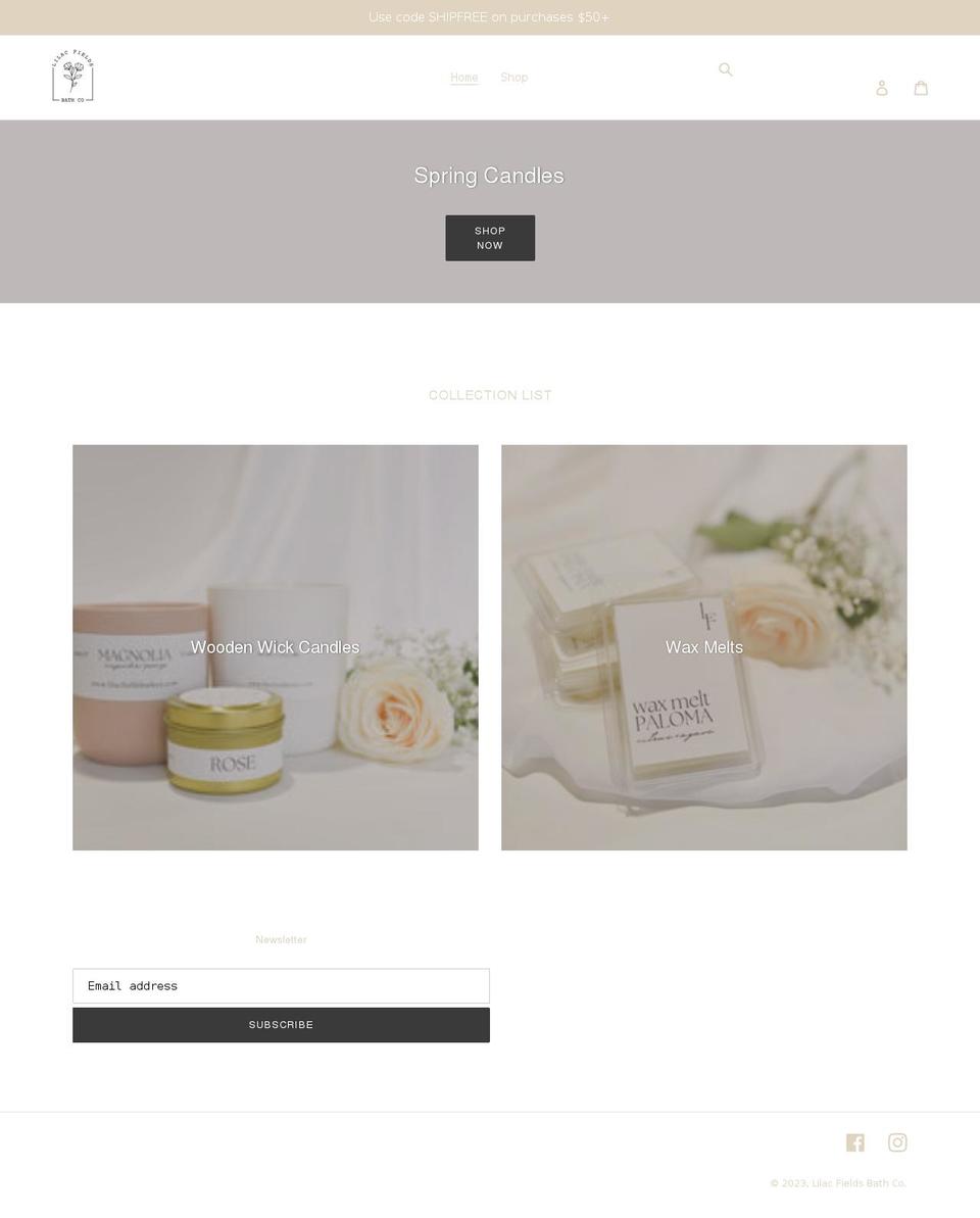 lilacfieldsbathco.com shopify website screenshot